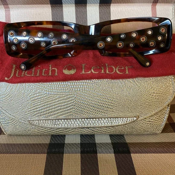 Judith Lieber Handmade in Italy Tortoise Crystal Encrusted Sunglasses